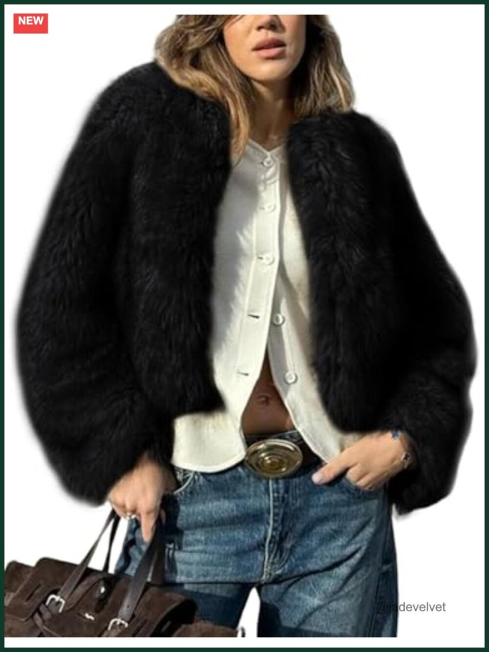 Womens Faux Fur Coat Cropped Fluffy Winter Warm Shaggy Fuzzy Jacket